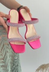 Froya Pembe Saten Topuklu Terlik
