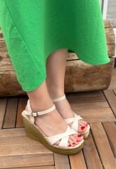 Minna Bej Cilt Dolgu Topuk Sandalet