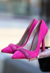 Gida Fuşya Süet Stiletto Ayakkabı